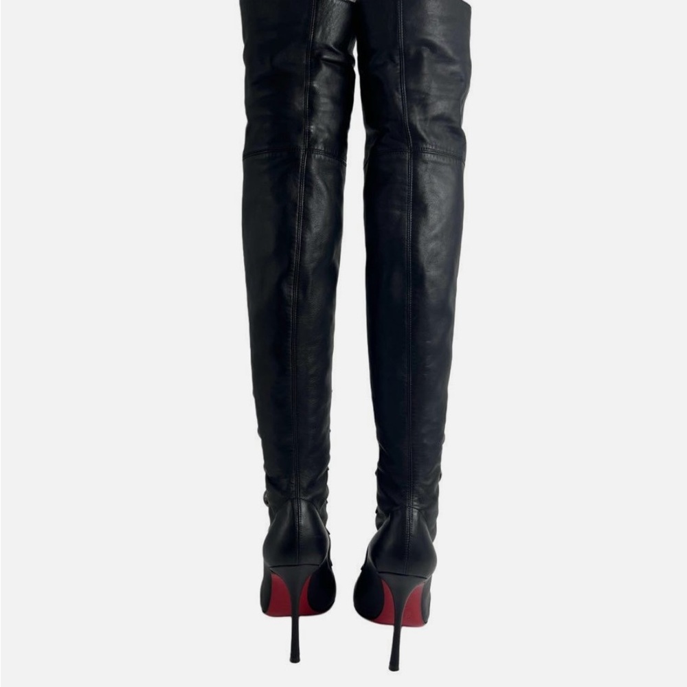 Christian Louboutin Black Lace-Up Over-the-Knee Boots - Picture 3 of 5